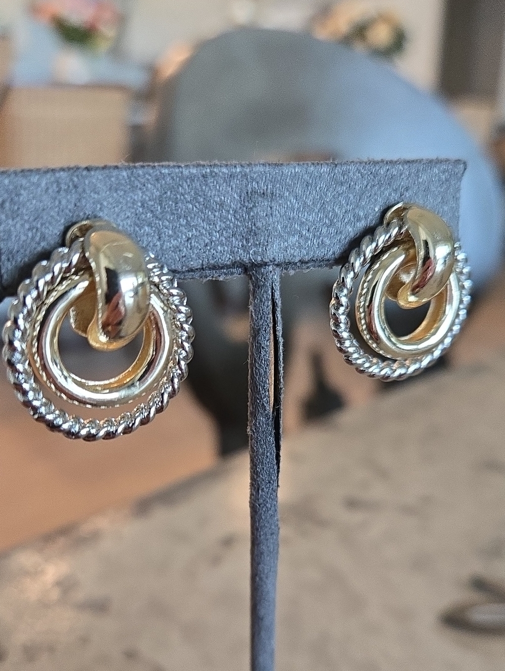 Classic Two-Tone Knot Circle Earrings - Gold & Silver NEW